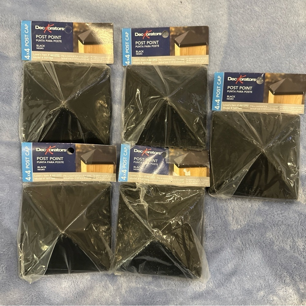 5 Pack New DecKorators Fence Post Point 4x4 (actual  3.5X3.5) Post Cap Black NEW